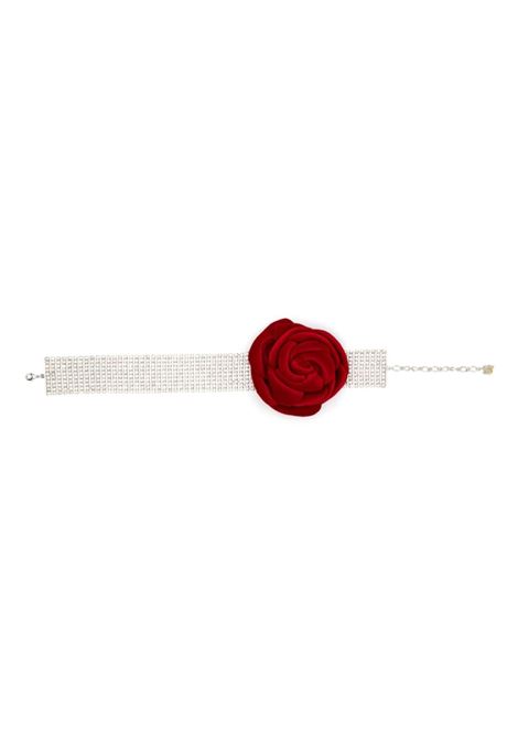 Red and silver velvet rose chocker Magda butrym - women